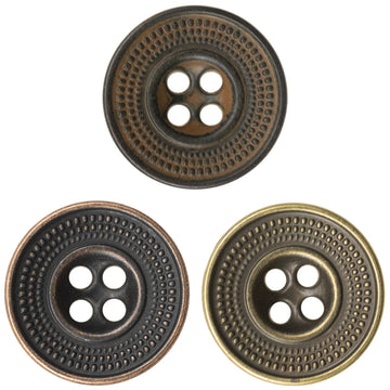 Granular Cap-Shaped Antique Tin Colored Metal Button for Retro Fashion 10pcs - Lots of Buttons