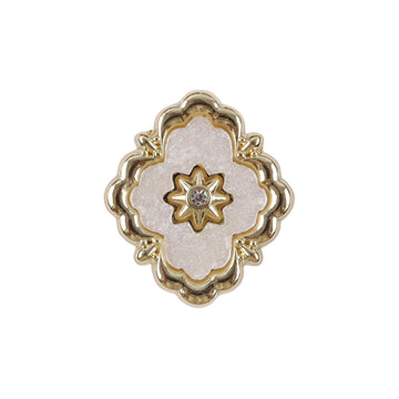Irregular Quadrilateral Metal Buttons Golden Inlay and Diamonds 10PCS - Lots of Buttons