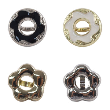 Floral Donut Hollow Metal Buttons for Women's Fashion,10pcs