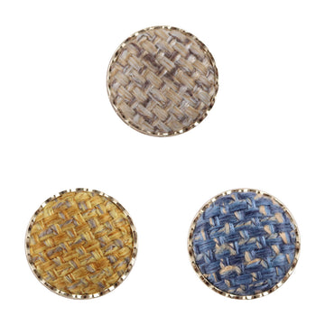 Round Hollow Linen and Golden Metal Shank Buttons for Suits,10pcs - Lots of Buttons
