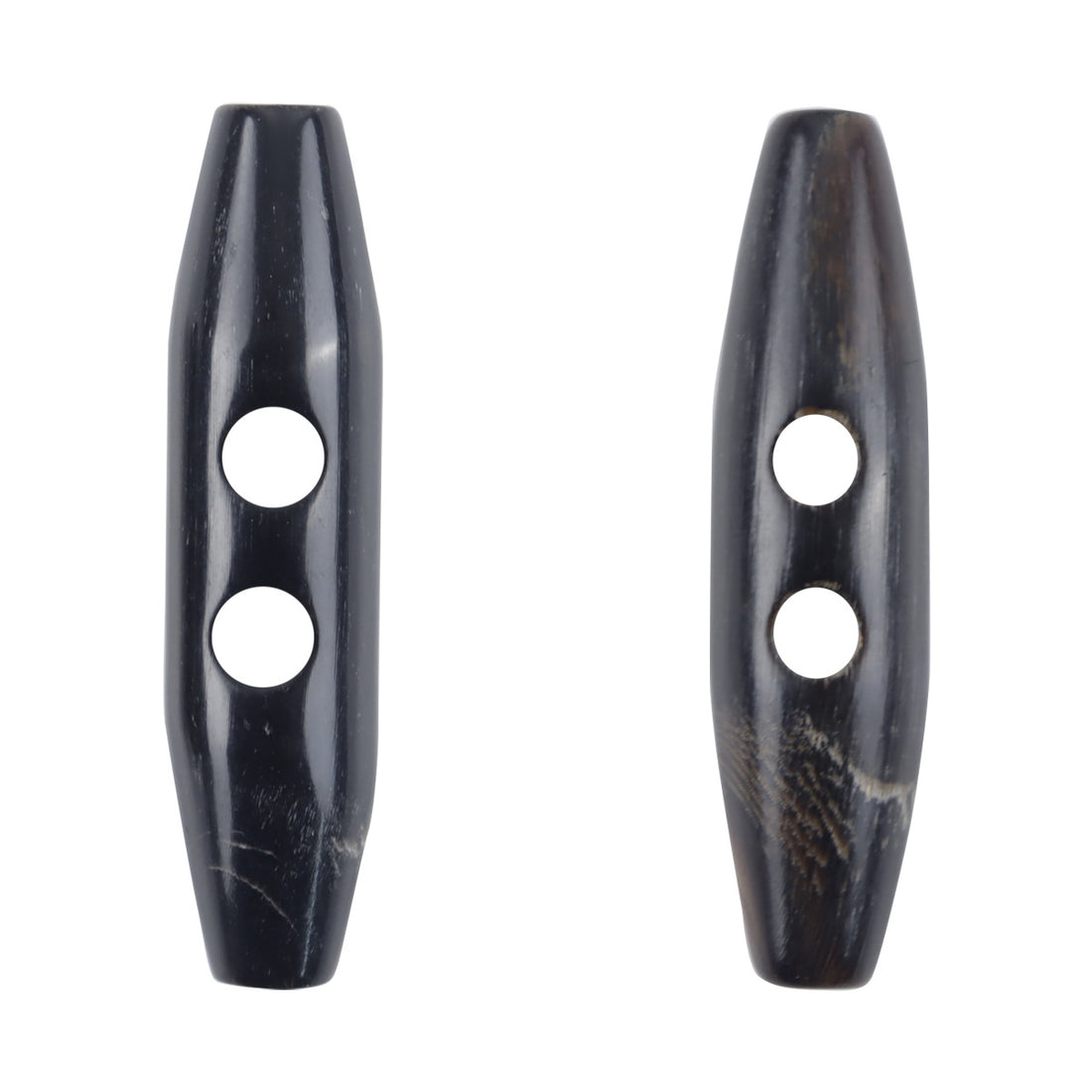 50mm Two-Hole Black and Brown Natural Horn Toggle Buttons 5pcs - Lots of Buttons