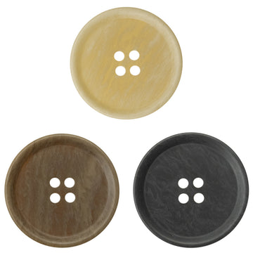 15-30mm Beveled Wood Grain Resin Buttons Yellow, Black and Khaki 60 Pack - Lots of Buttons