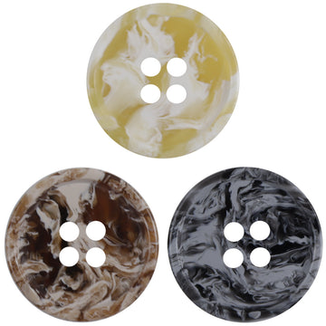 Round Four-Hole Black White and Gray Ink Wash Resin Buttons 30 Pack - Lots of Buttons