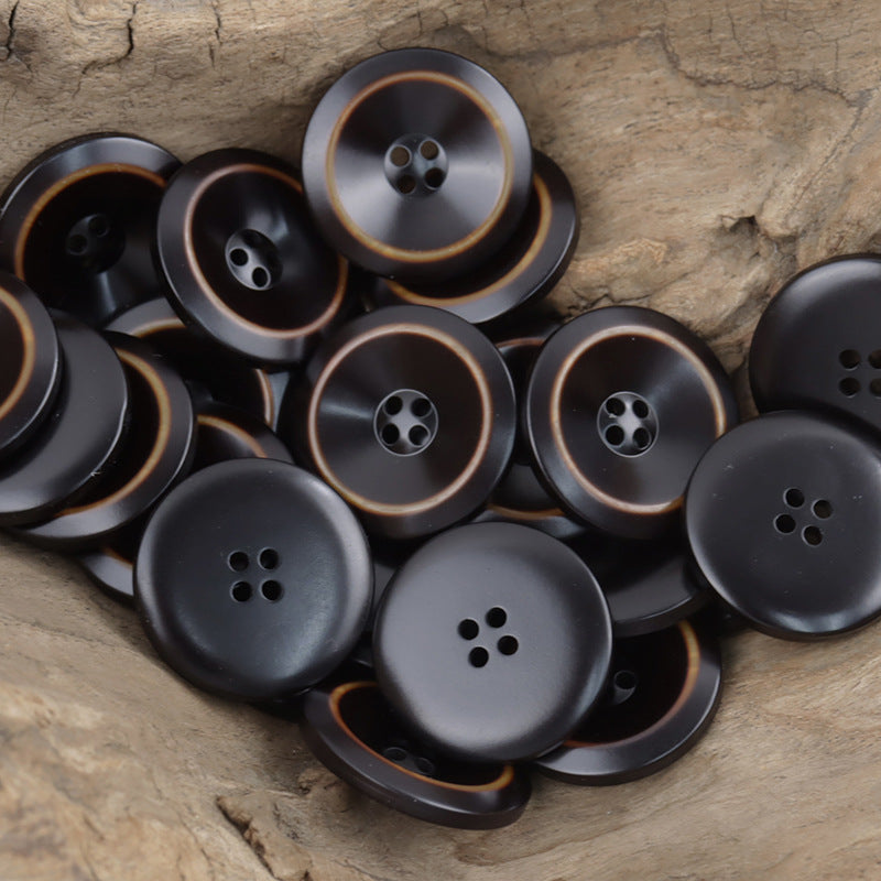 Burn Edged Bowl Shaped 4 Hole Resin Sewing Buttons 50pcs - Lots of Buttons