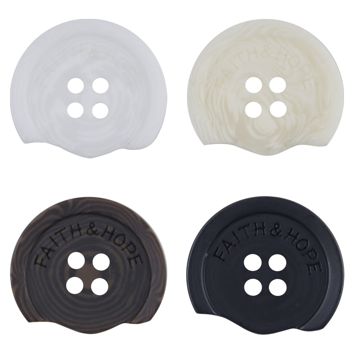 Resin Buttons with Missing Corners and Letters Faith & Hope 30pcs - Lots of Buttons
