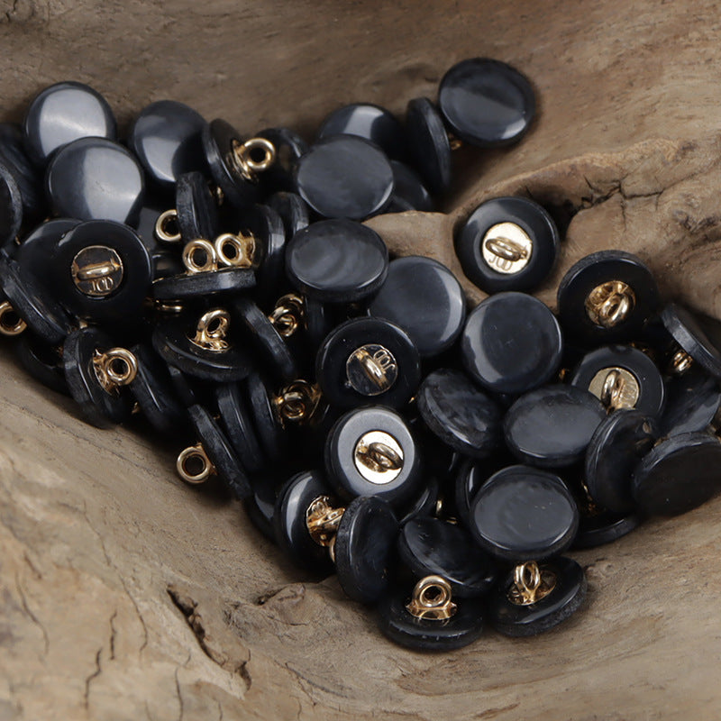 11.5mm Yellow Wood Grain Resin Buttons with Metal Shank 40pcs - Lots of Buttons