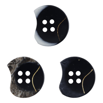 Unique Notched Black White Wavy Resin Buttons for Cardigans 30 Pack - Lots of Buttons