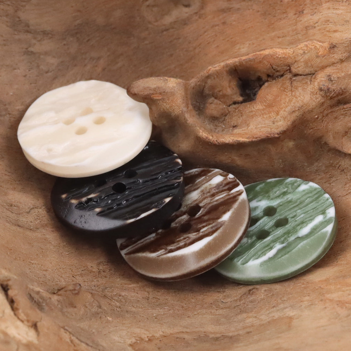 Beveled Wood Grain Resin Buttons for Casual Sweater Cardigans 40pcs - Lots of Buttons