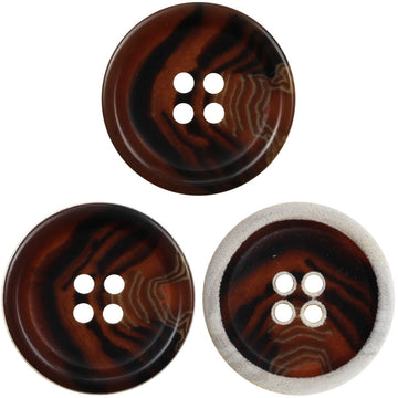 Burnt-Edge Dark Brown Urea Buttons for Woolen Coats 30 Pack - Lots of Buttons