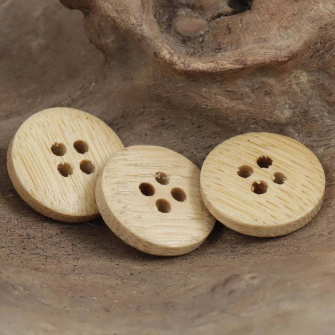 13mm/15mm Round Natural Bamboo Decorative Buttons 20pcs - Lots of Buttons