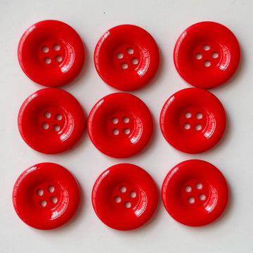 25mm Piros Kerek 4-lyukú Műanyag Gombok 60db