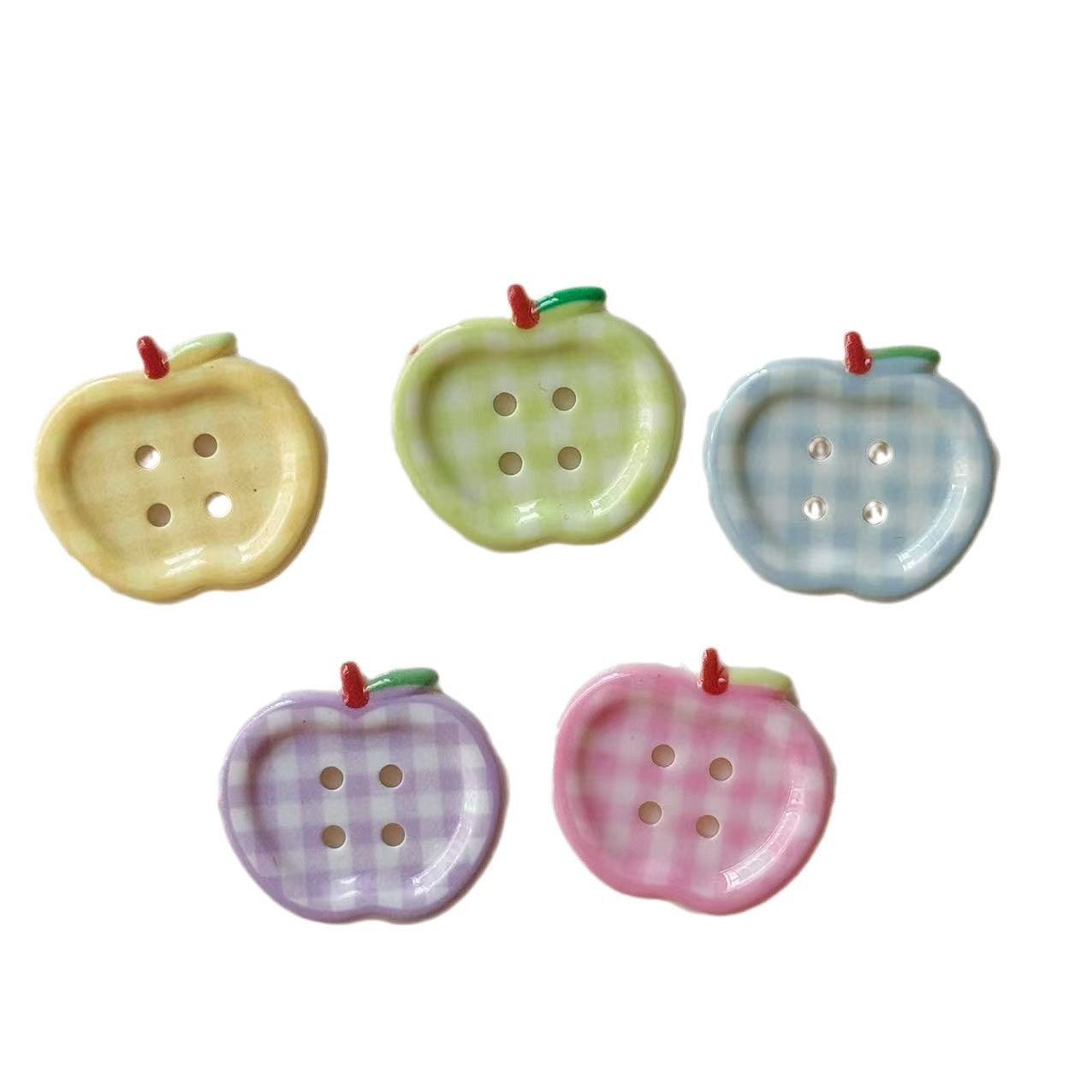 25MM tiskani karo gumbi od smole s 4 rupe za Apple, pakiranje od 50 komada