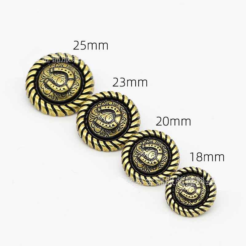 Antique Gold Vintage Horseshoe Relief Metal Shank Buttons - 48pcs