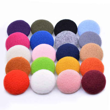 15-38mm 20 Color Round Fluffy Fabric-Covered Buttons for Women's Coats 200 Pack - Lots of Buttons