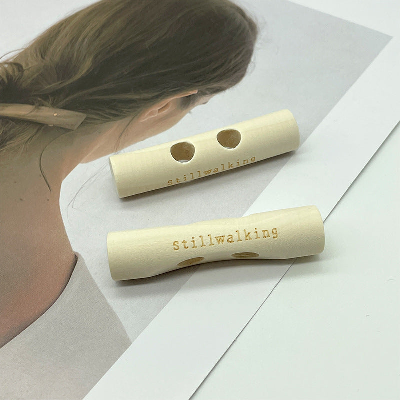 60mm Long Strip Ivory Wooden Toggle Buttons with English Letters for Coats Jackets 20pcs