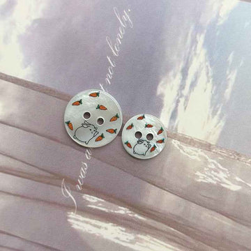11.5/15mm Round 2-Hole Bunny and Carrot Shell Buttons for Children's Shirts Cardigans - Lots of Buttons