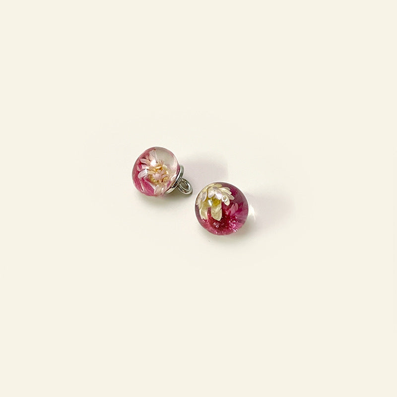10mm kinesisk paladsstil tørret blomst glasperle knap med skaft 50 stk (10 blandede farver)