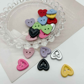 12/15mm Macaron Two Hole Heart Buttons for Children's Sweaters DIY 100 Pack - Lots of Buttons