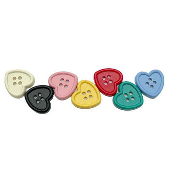 18mm Four Hole Heart-Shaped Plastic Fashion Buttons for Children's Coat 70 Pack - Lots of Buttons