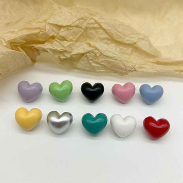 13.5mm Colorful Plastic Heart Buttons for Children's Sweater Knitted Shirt 100 Pack - Lots of Buttons