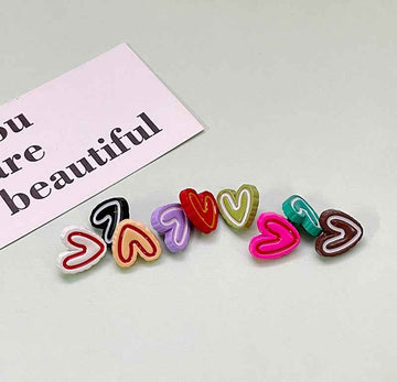 17mm Colorful Cartoon Double Heart Plastic Buttons for Children's Garments 54 Pack - Lots of Buttons
