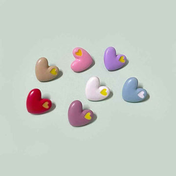 15/18mm Cartoon Cute Colorful Heart-Shaped Children's Buttons with Shanks 70 Pack - Lots of Buttons