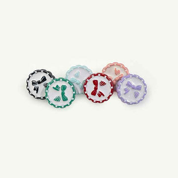 18mm Colorful Chain-Edged Bow Plastic Buttons for Children's Sweaters 60 Pack - Lots of Buttons