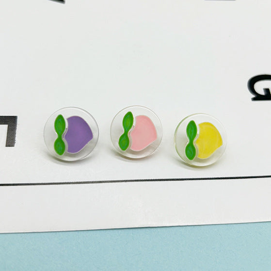 15/18mm värvilised multifilmilikud virsiku mustriga plastnööbid varrastega 70 pakis