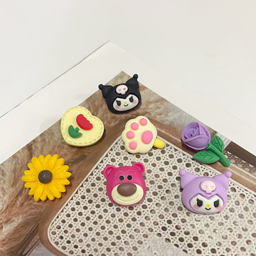 49 peças Botões de Plástico Coloridos para Crianças Kuromi Morango Urso Pata de Gato Girassol