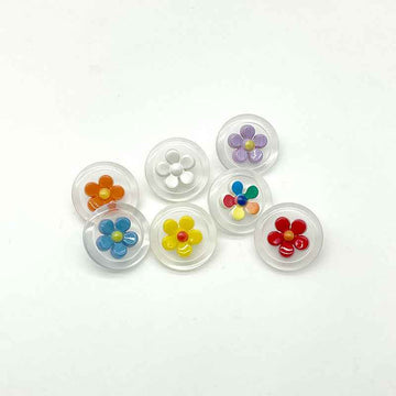 18mm Round Transparent Two-Tone Flower Plastic Shank Buttons for Children's Clothing 40PCS - Lots of Buttons