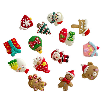Ensemble de Boutons en Résine sur le Thème de Noël avec Tiges en Métal (14 Pièces)