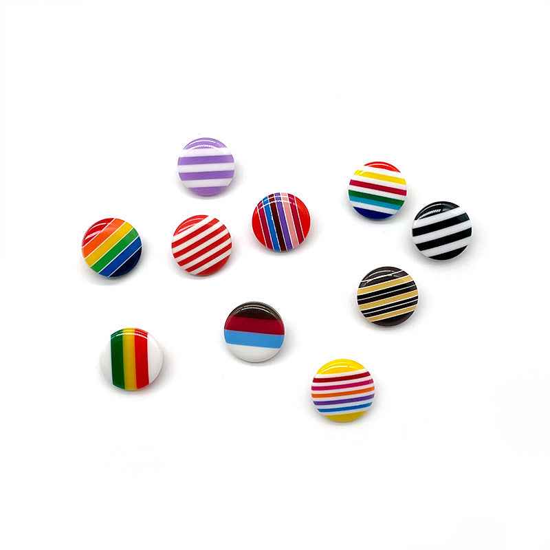 14mm Colorful Striped Round Resin Shank Buttons for Children's Shirt Sweater 50 Pack - Lots of Buttons