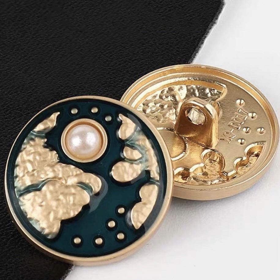 20mm Vintage Court Style Metal Sewing Buttons with Pearl Sun Moon 20pcs