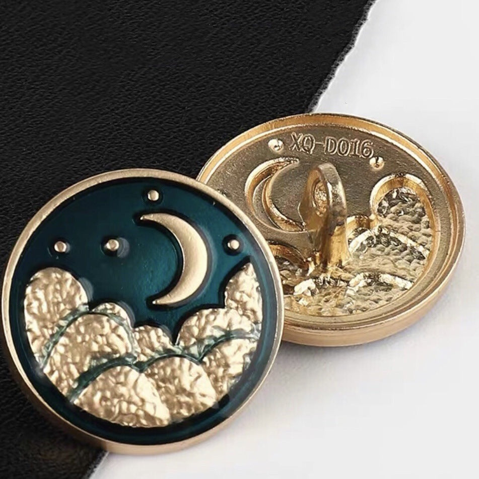 Nasturi de cusut metalici vintage stil curte 20mm cu perlă soare lună 20 bucăți