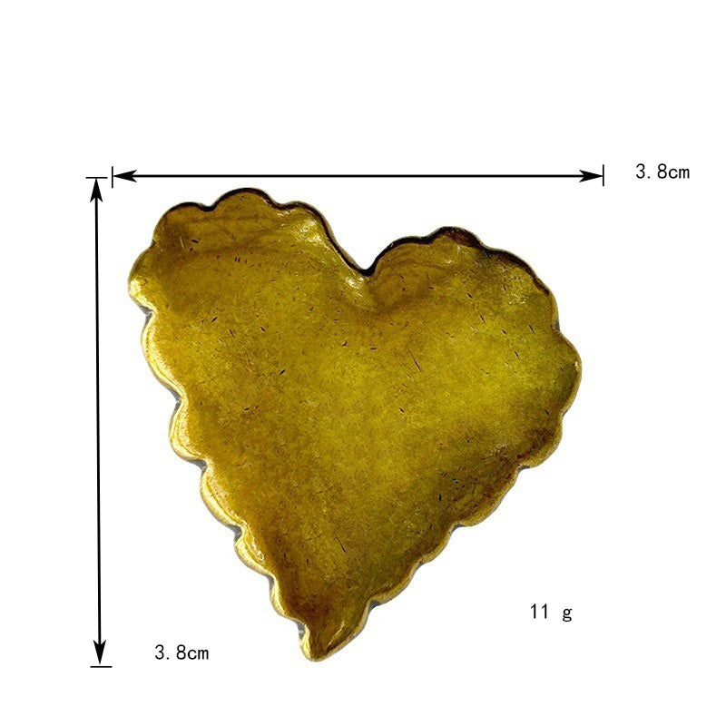 3.8cm Velké starožitné zlaté kovové knoflíky ve tvaru srdce pro kašmírové kabáty 6ks