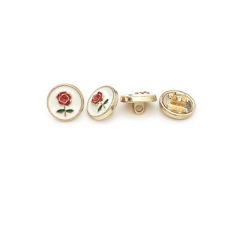 12.5mm vintage ümmargused valged roosiõli-maalinguga metallnööbid särkidele ja kampsunitele 20 tk