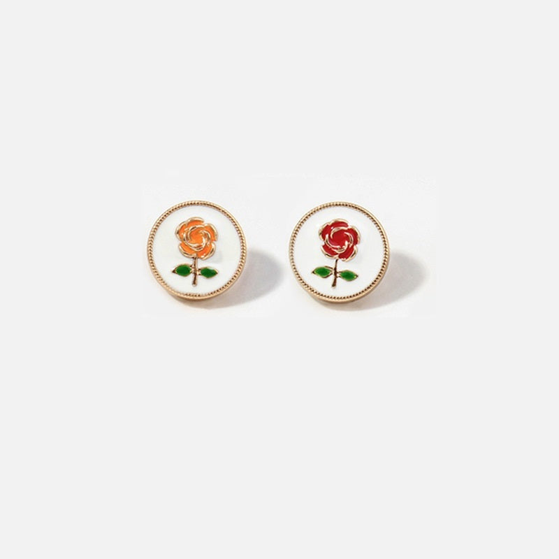 12.5mm vintage ümmargused valged roosiõli-maalinguga metallnööbid särkidele ja kampsunitele 20 tk