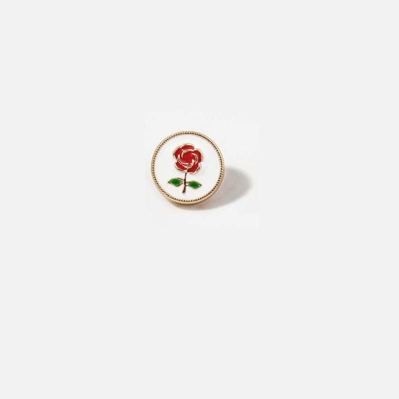 12.5mm vintage ümmargused valged roosiõli-maalinguga metallnööbid särkidele ja kampsunitele 20 tk
