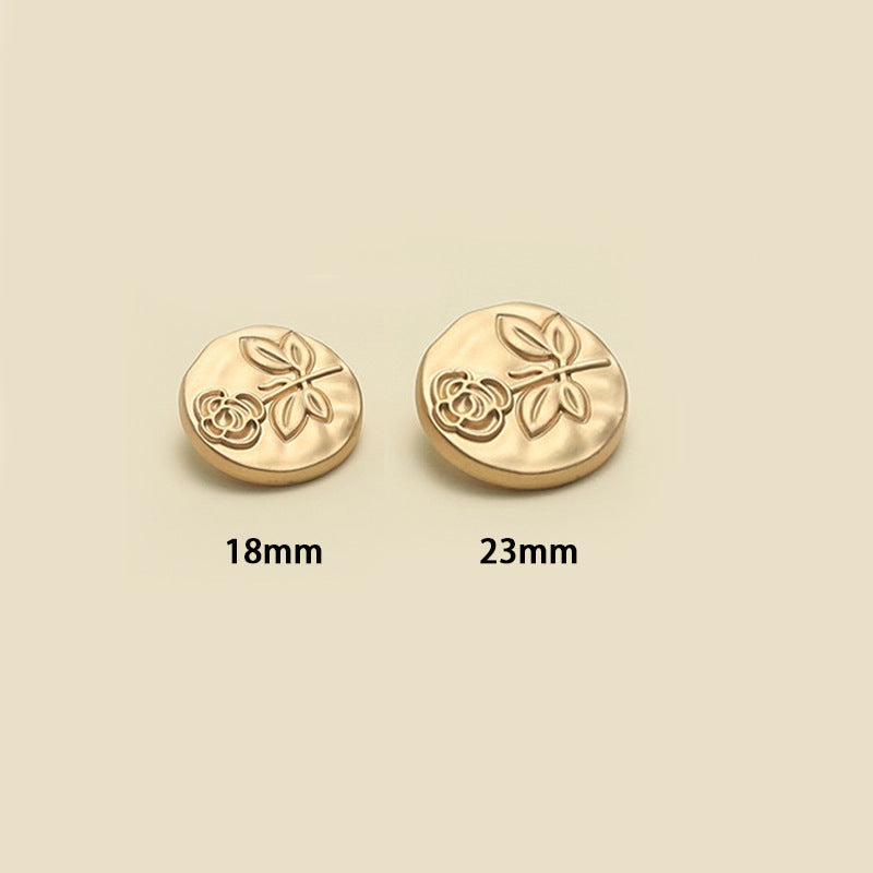18-23mm vintage ümmargused liivakuldse roosi reljeefse metallist nööbid varrastega 12 tk