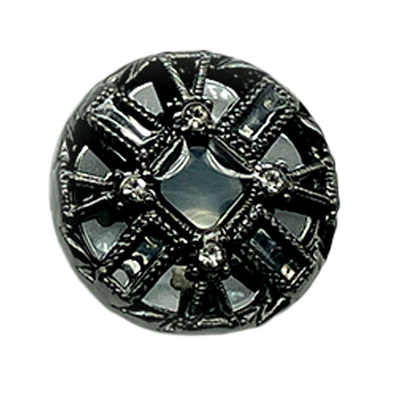 18/20/23/25mm metalowe guziki z otworem z kryształkami złote srebrne czarne 50 szt.