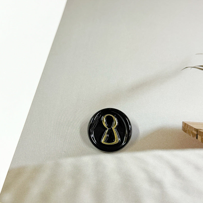 23mm Runde Metallknapper med Gullkantede Miniatyrfigurer og Skaft 50stk