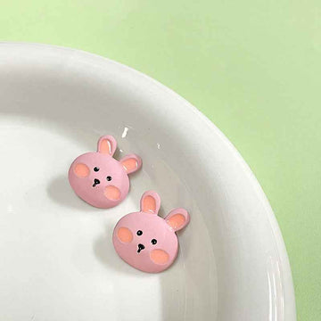16x18mm Pink Cartoon Rabbit Metal Buttons with Shanks for Children's Clothing 12pcs - Lots of Buttons