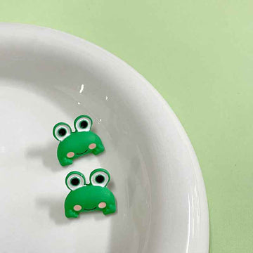 16x14mm Green Cartoon Frog Metal Buttons with Shanks for Children's Garments 12pcs - Lots of Buttons