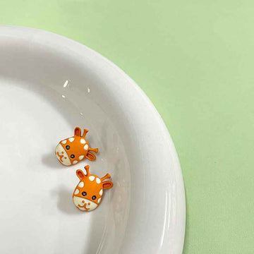 13x14mm Orange Cartoon Giraffe Metal Buttons with Shanks for Children's Apparel 12pcs - Lots of Buttons