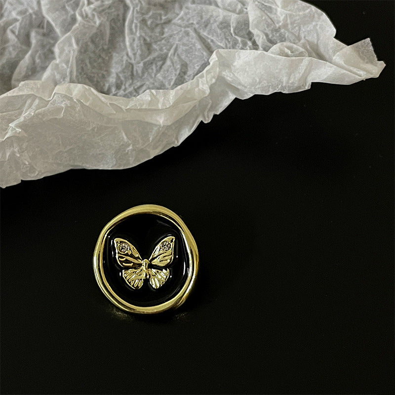 18/23mm Runde Diamantbesatte Sommerfugl Mønster Metallknapper med Skaft 50stk