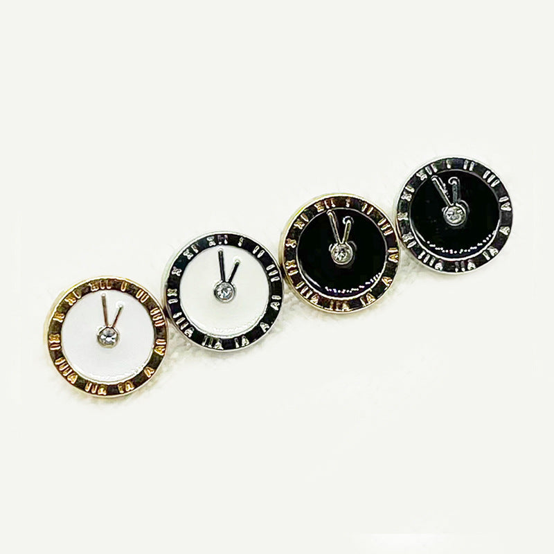 12mm Runde Ur Diamant og Emaljerede Metal Knapper til Skjortemanchetter 100 Pakke