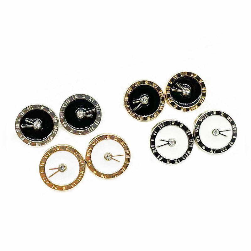 12mm Runde Ur Diamant og Emaljerede Metal Knapper til Skjortemanchetter 100 Pakke