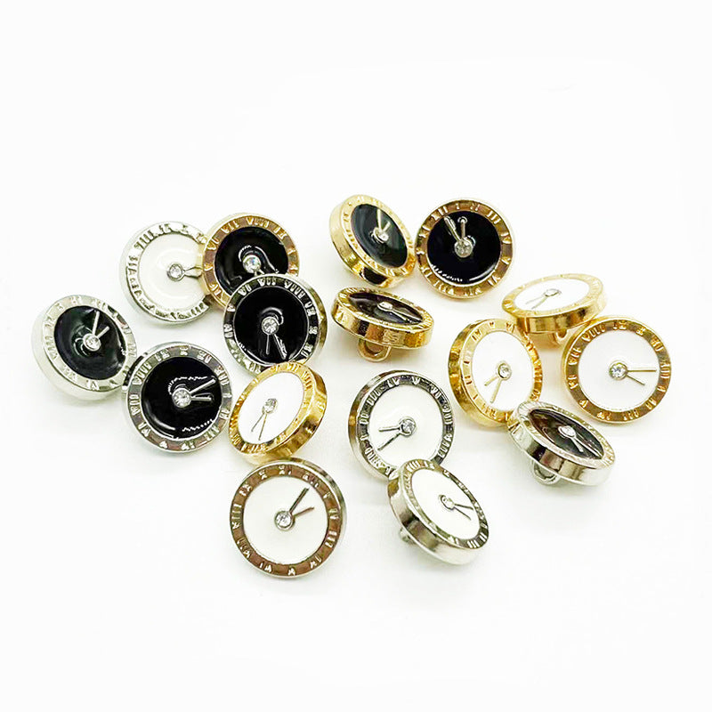 12mm Runde Ur Diamant og Emaljerede Metal Knapper til Skjortemanchetter 100 Pakke