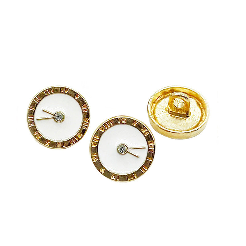 12mm Runde Ur Diamant og Emaljerede Metal Knapper til Skjortemanchetter 100 Pakke