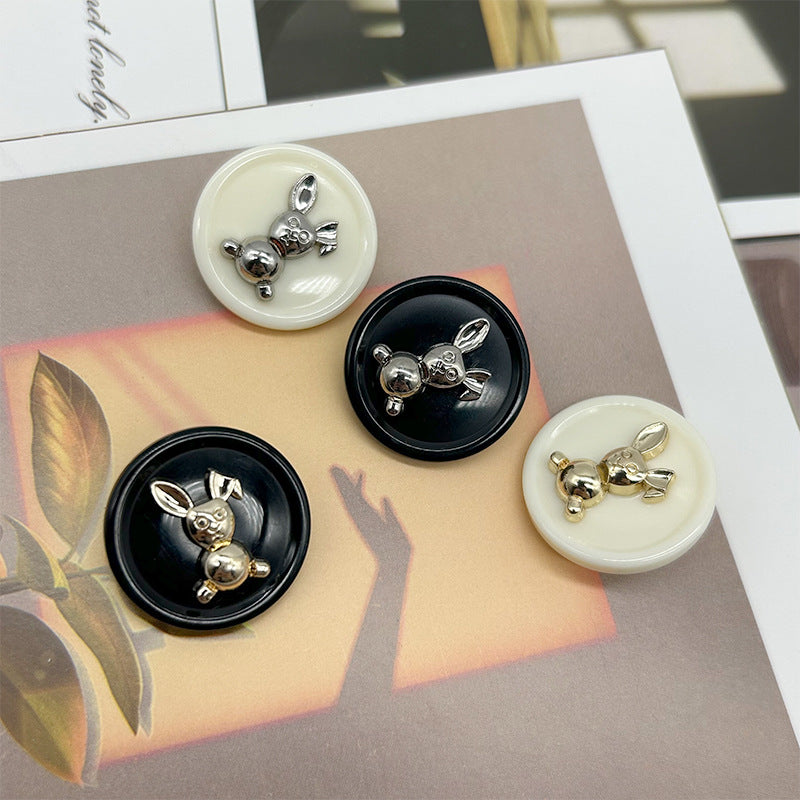 17.5/21mm okrogli kovinski gumbi iz smole in zlitine v dvojnem tonu za zajce, 50 kosov